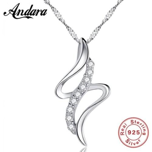 100% Silver 925 Jewelry Necklace Heart Shaped Zircon Pendant Necklace Chain Length 45cm