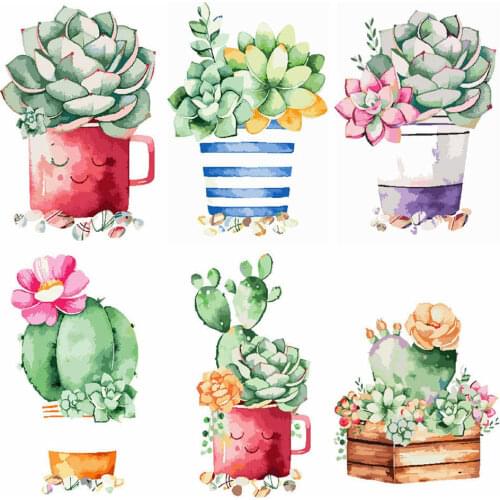 AZQSD Adult Coloring By Numbers Succulents Drawing On Canvas Handpainted Gift Paint By Numbers Flower Decor For Home