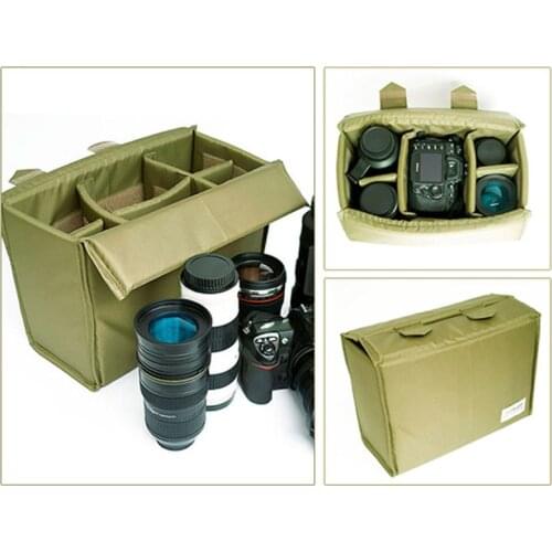 Roadfisher Large Waterproof Folding Camera Padded Protect Bag Insert Partition Case Dividers Fit 1 DSLR 4 Lens Canon Nikon Sony