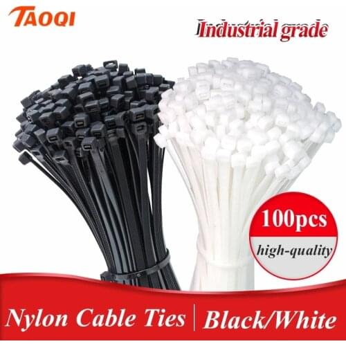 Self-locking plastic nylon tie 100 PCS black Fastening Strap Cable-Tie-Set cable zip tie fastening ring3X200 zip wraps strap tie