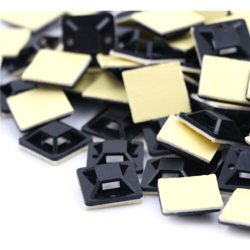 100Pcs Self-adhesive Cable Tie Base White Since the glue type positioning Plastic Self Adhesive Cable Tie Mount Base Holder