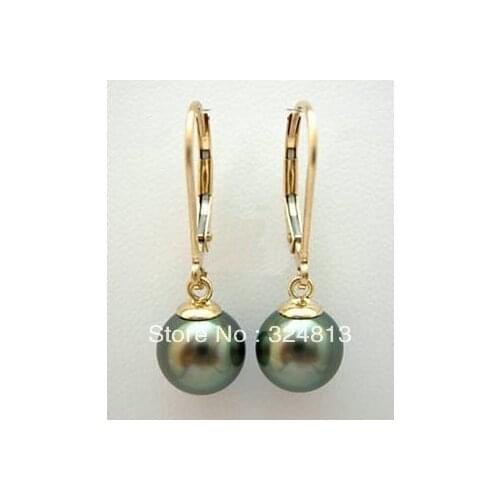 Natural southsea saltwater BLACK SHELL PEARL earring #1237
