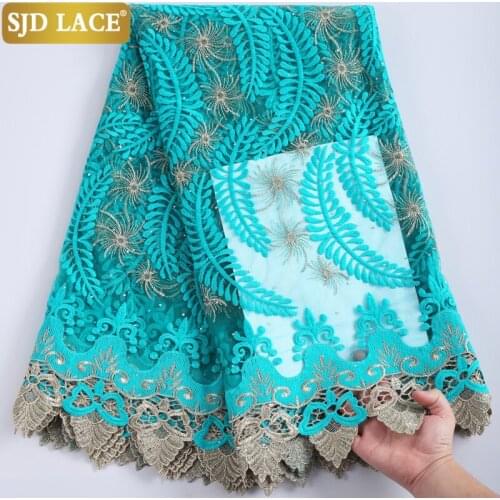 SJD LACE 2021Latest African lace Fabric With Stones French Mesh Lace Fabric Embroidery Soft Milk Silk Laces For Wedding SewA2232