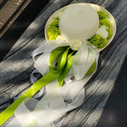 High quality handmade flower straw hat lady garden basin hat ribbon beach sunshade sunblock hat beach show photo travel hat tide