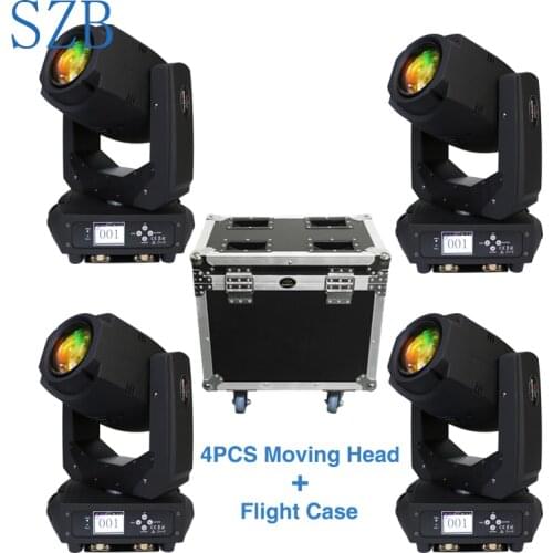 SZB Flight Case 4in1 4pcs 200W LED Moving Head Light Spot Light for Stage Theater Disco Nightclub Party/SZB-MH200A