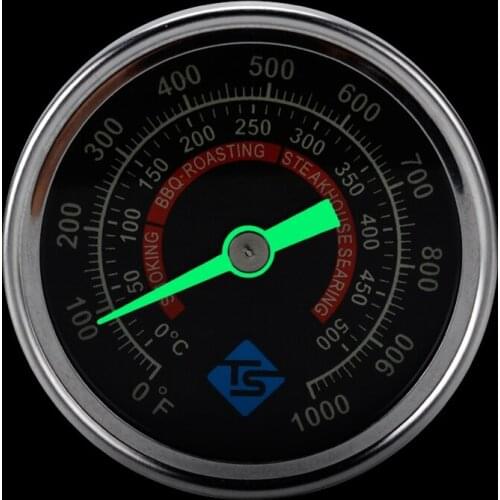 100~800 ℉ Stainless steel BBQ Thermometer Gauge for Charcoal Grill Pit Dial Smoker Temperature Gauge with Night Florescent Light