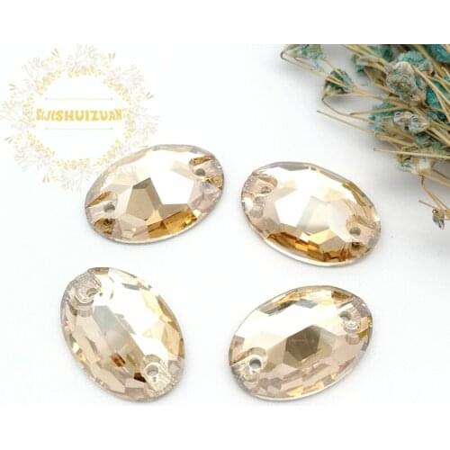 High-quality Golden phantom 001GS oval Crystal Glass Sew-on Rhinestones with two holes DIY wedding Dresses and Clothes