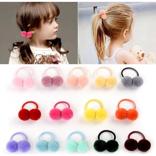 12-14pcs / lot Solid Cute Kids nice Small Hair Ball with elastic tape For Baby Girls headband Headwear Hair Accessories 688