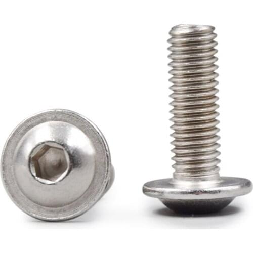 20pcs M4 Stainless steel Inner Hex Flange round head screws mechanical equipment screw 6-14mm length