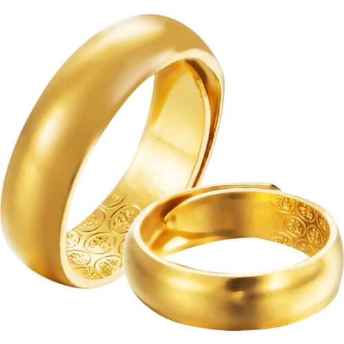 5mm/6mm/7mm Classic Wedding Ring for Men / Women Gold Color Resizeable To 6-10 Finger Jewelry