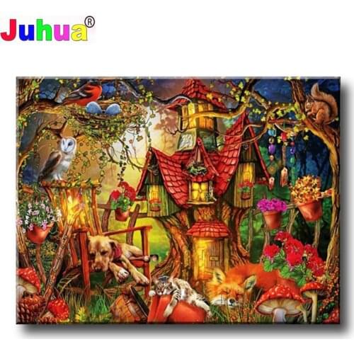 Crystal Diamond Painting, DIY,Tree House, Full Embroidery, Square, Round, Cross Stitch, Cartoon Mosaic, Dog, Christmas Decoratio