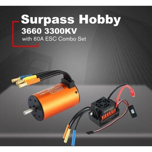 SURPASS HOBBY 3660 3300KV/3800KV Brushless Sensorless Motor With 60A ESC Combo Set For 1/10 RC Car Truck Part Accessories