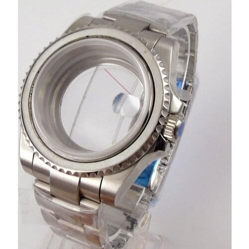 316L Stainless Steel Silver Color Watch Case Sapphire Glass for NH35 NH36 Rotating Bezel Solid Backcover Screw Down Crown