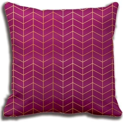 Herringbone Pattern Faux Gold Foil Pink Geometric Throw Pillow Decorative Cushion Cover Pillow Case Customize Gift By Lvsure