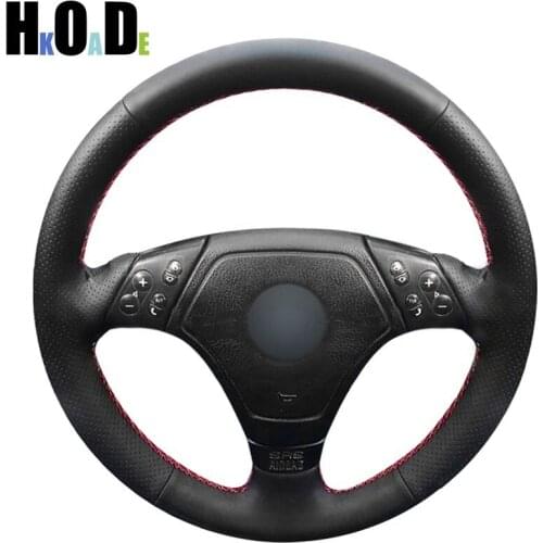 DIY Hand-Stitched Steering Wheel Cover Black Artificial Leathers Car Steering Wheel Cover for BMW E36 E39 E46