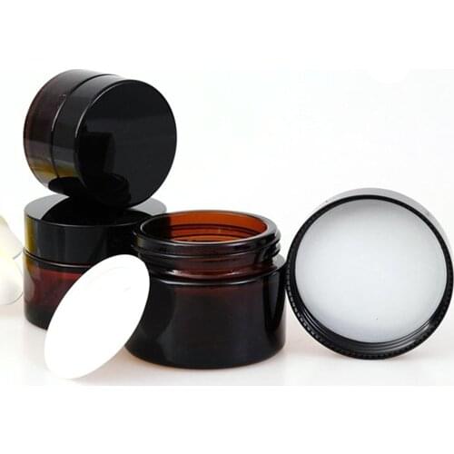 20/30/50/100g Refillable Glass Amber Brown Lotion Bottle Travel Face Cream Bottles Empty Eye Shadow Lip Balm Ointment Jar Pot