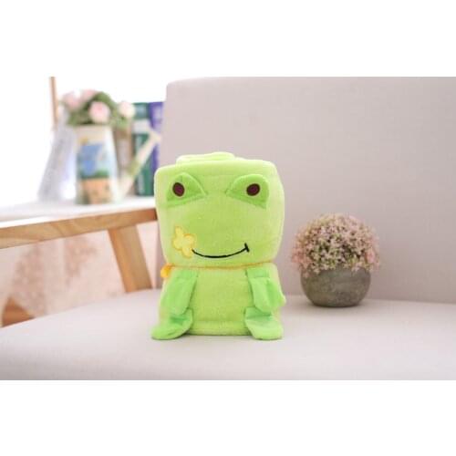 Green Frog Flannel Blanket Office Napping Air Conditioning Kids Anime Throw Blanket Cartoon Animal 100x80cm Size Gifts
