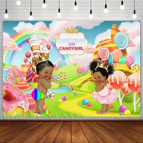 Baby Shower Gender Reveal Photography Background Candyman Or Candygirl Boy Backdrop Photo Studio Photozone Photocall Decor Props