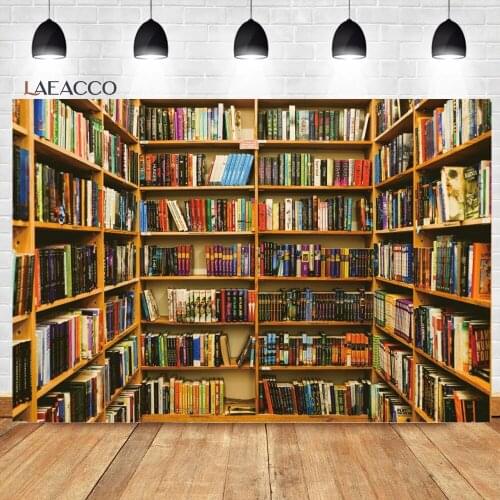 Laeacco Library Bookshelf Backgrounds For Online Teaching Students Back To School Portrait Customized Photography Backgrounds