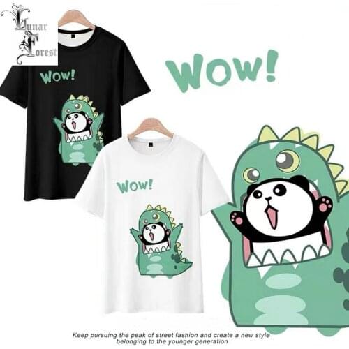 Cute Panda Dragon 3D Printing T-shirt Summer Fashion Round Neck Short Sleeve Popular Japanese Harajuku Streetwear Plus Size
