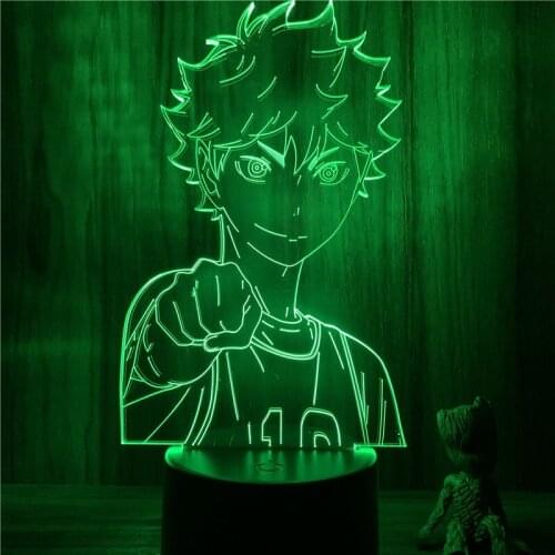 Haikyuu Hinata Shoyo Sure To Win LED NightLight 7 Colors Touch Table Decor Night Light Gift Model 3D Lamp Action Figure