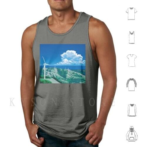 Hiroshi Nagai / Windy Hills Tank Tops Vest 100% Cotton Hiroshi Horishi Nagai Nagi Hiro Nag Shi Dank Logo Graphic