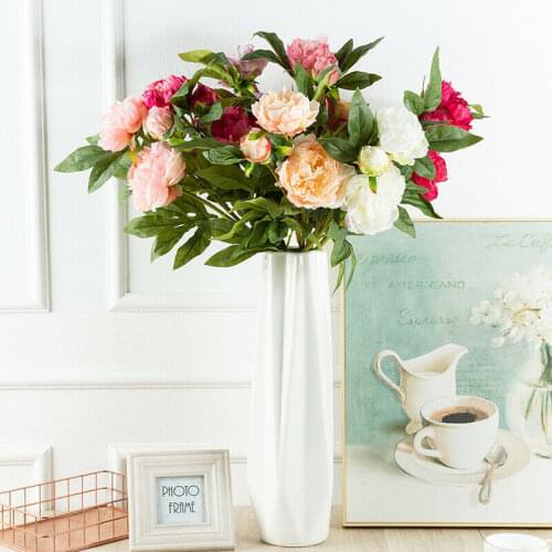 1pc European Simulation Single Branch Peony Flowers Wedding Hall Home Decoration Artificial Silk Fake Flower