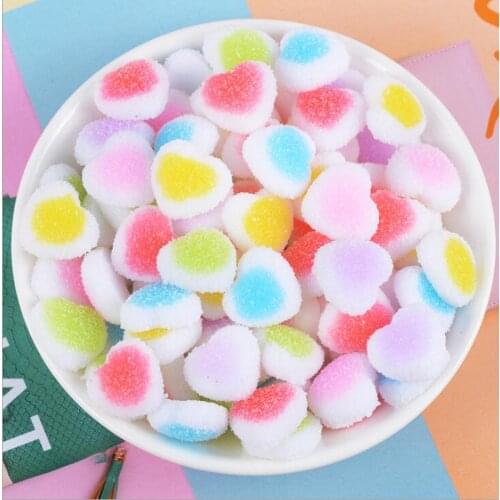 20pcs/lot Resin Cabochon Flatback Heart Shape Simulation Food DIY Scrapbooking Embellishment Decoration Craft 18mm