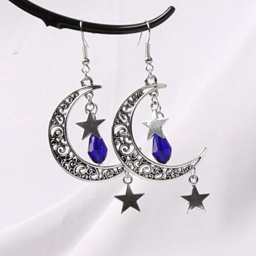 Space earrings, Moon and Star earrings,Crescent moon earrings,Boho, Hippie, Witchy, Gypsy