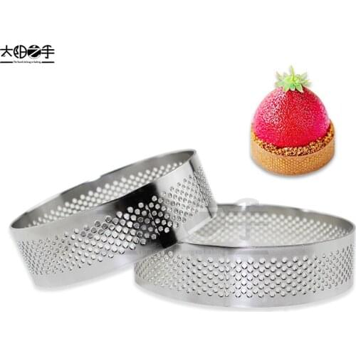 70x22mm 80x22mm Round Perforated Tart Ring 304 Stainless Steel Tart Ring Tartlet Mold Make Round Fruit Pie Egg Tart