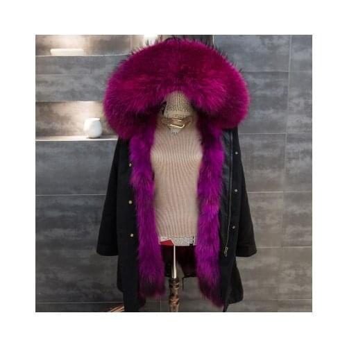 Top brand Fur Women Big Collar Genuine Fox Fur inside Parkas Star Style high quality