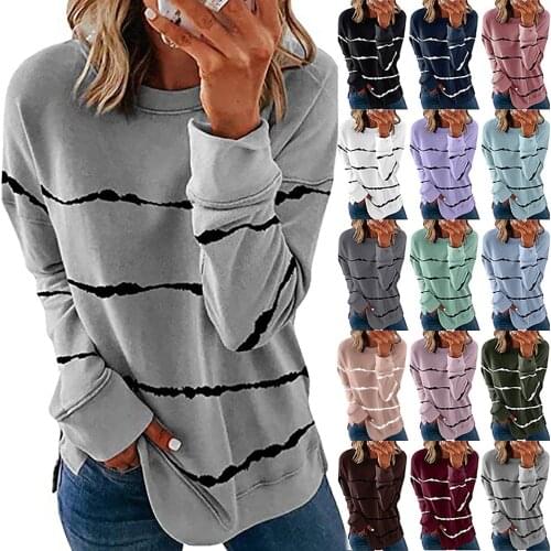 Fashion Striped Blouse Pullovers Womenj Umper Warm Teen Gril Contrast Color Long Sleeve Top Pullover Sweatshir Oversized S-5xl