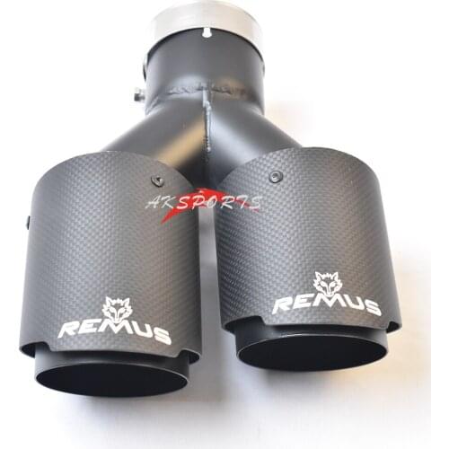 1PC Dual Right Side Matt Black Stainless Steel Exhaust Pipe Straight End Tail Carbon Fiber Muffler Tip