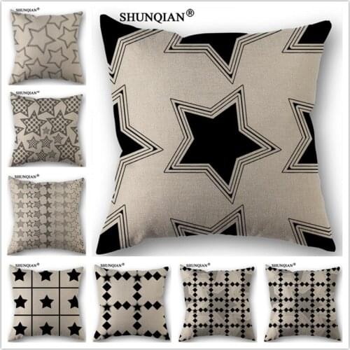 Linen Cotton five-pointed star Pillow Cover Custom Print Home Decorative Throw Pillows Cases 45x45cm one side C41115