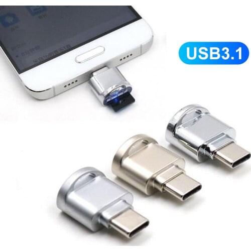 New Arrival Mini Metal USB 3.1 Micro Secure Digital TF Memory Type-C Card Reader OTG Adapter
