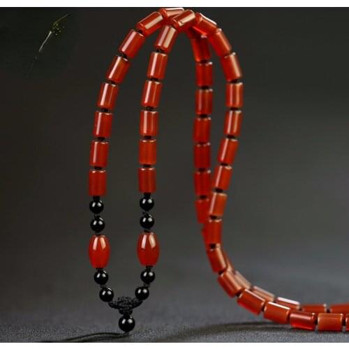Natural Black Red Agate Hand-woven Necklace Fashion Pendant Jewelry Black Rope Women Men Classic Pendant
