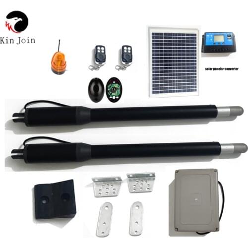 KinJoin Solar Power System Home Auto Aluminium Swing Gate Opener Linear Actuator DC Worm Gear Automatic Swing Gate Opener