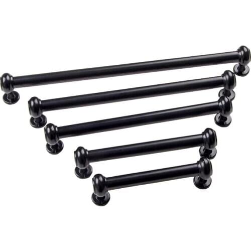 Zinc Alloy Simple Door Knobs Modern Drawer Cabinet Kitchen Handles Black Handle For Furniture Accessories 128-320mm