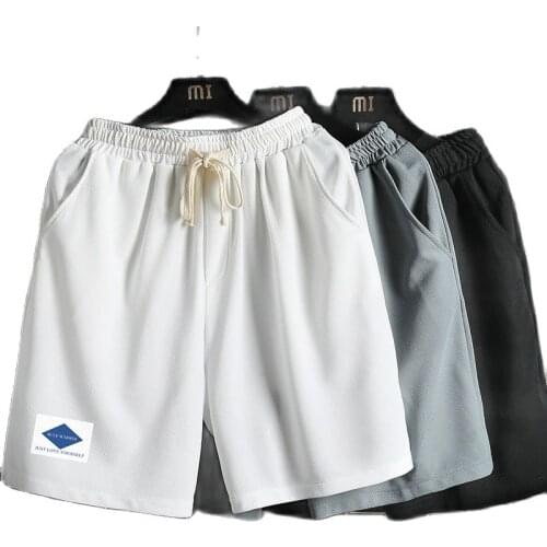 Ice silk shorts for men plus size loose casual five-point pants for men in sport pants grid