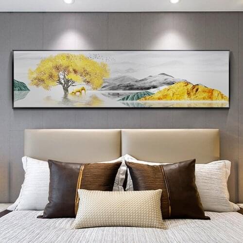 Modern Abstract Landscape Mountain Elk Bird Wall Art Canvas Painting Posters And Prints Wall Pictures for Living Room Home Decor