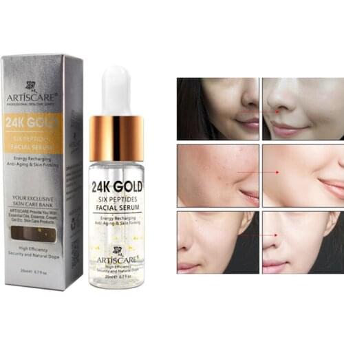 Anti Wrinkles Whitening Face Serum Nicotinamide 24k Gold Six Peptides Serum Effective Anti-aging Firming Skin Care Essence TSLM1