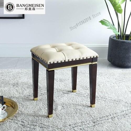 Makeup Stool Bedroom Solid Wood Back Chair Modern Simple American Dressing Table Stool Light Luxury Net Red Ins Nordic