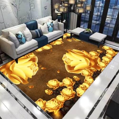 Living room carpet three-dimensional flower plant series printed pastoral rectangular carpet floor mat