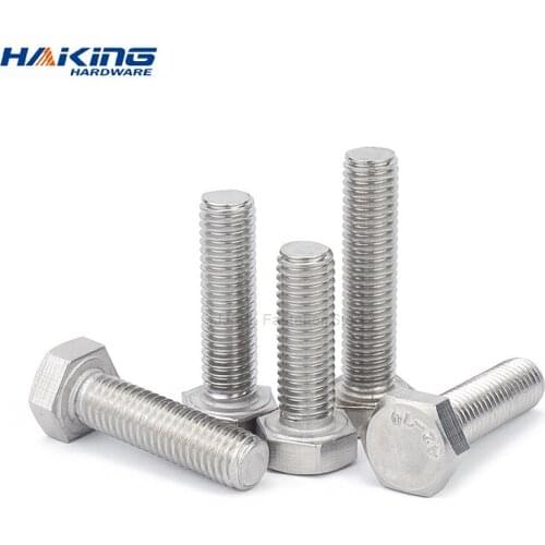 External Hex Hexagon Head Screws with Full Thread M4 M5 M6 M8 M10 M12 M14 304 Stainless Steel Hexagon Head Bolt DIN933