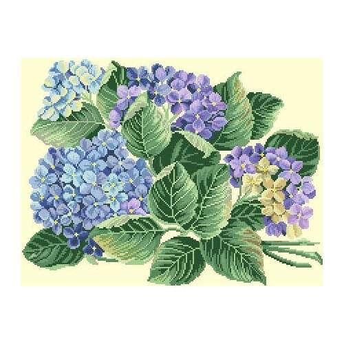 Cross stitch Handmade 14CT Counted Canvas DIY,Cross-stitch kits,Embroidery #Blue Hydrangea 50-40