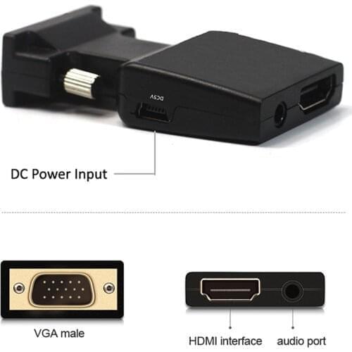 Wiistar VGA to HDMI Adapter/Converter with Audio,(PC VGA Source Out to TV/Monitor with HDMI Connector)