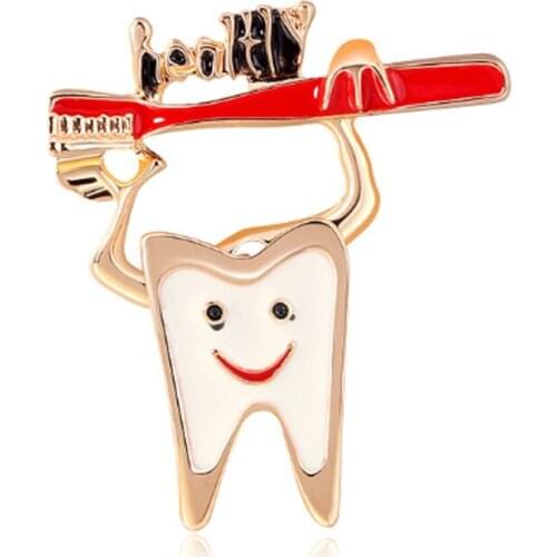 Zlxgirl jewelry Fashion women and men Tooth toothbrush cartoon hijab pins jewelry womens kids brooches bouquet scarf pins