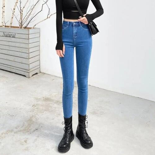 Plus Size Stretch Women Jeans Spring Autumn High Waist Ankle-Length Pencil Pants Skinny Fashion Casual Basic Lady Denim Trousers