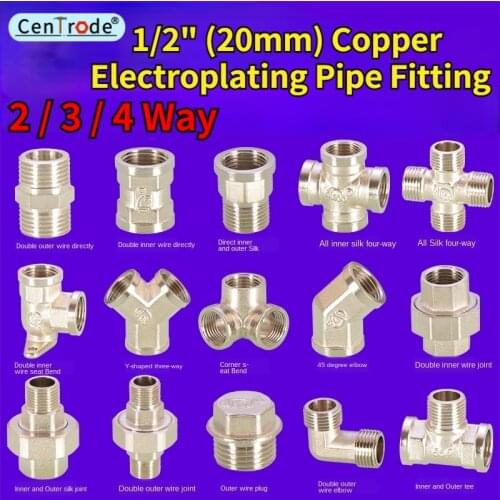 1/2IN copper tee joint stainless steel elbow direct plating tee joint inside and outside wire gas water pipe fittings