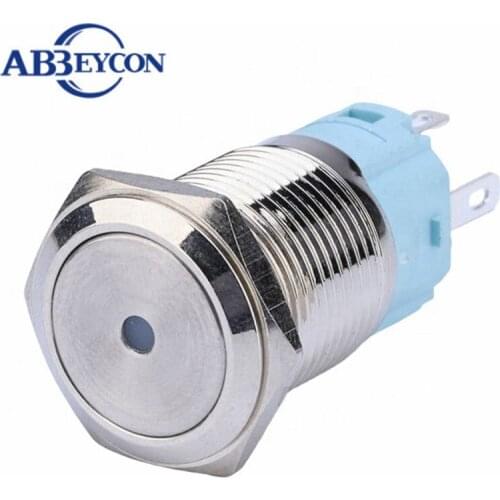 10PCS 16mm Waterproof Flat head 1NO1NC 5 Pins Dot LED Illuminated Momentary Latching Metal Push button switch
